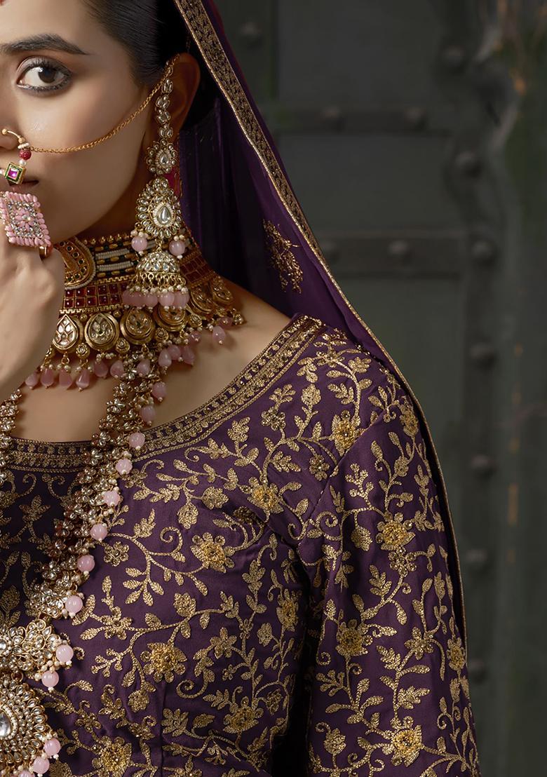 Purple Zarkan Georgette Lehenga Set