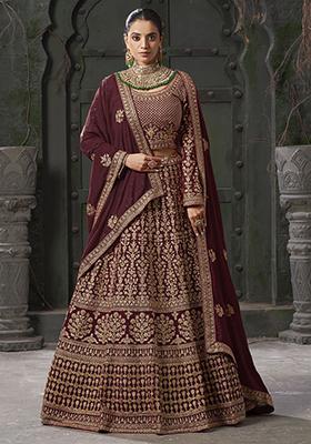 Maroon Zarkan Georgette Lehenga Set