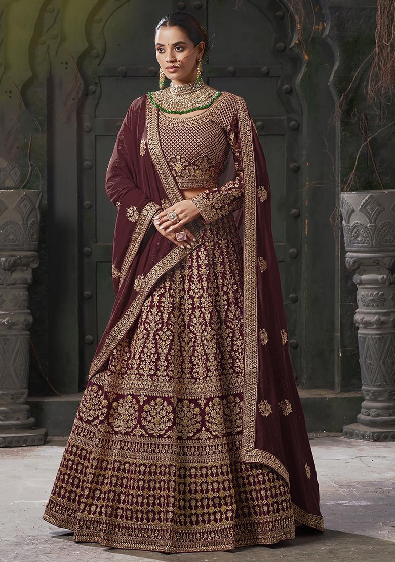 Maroon Zarkan Georgette Lehenga Set