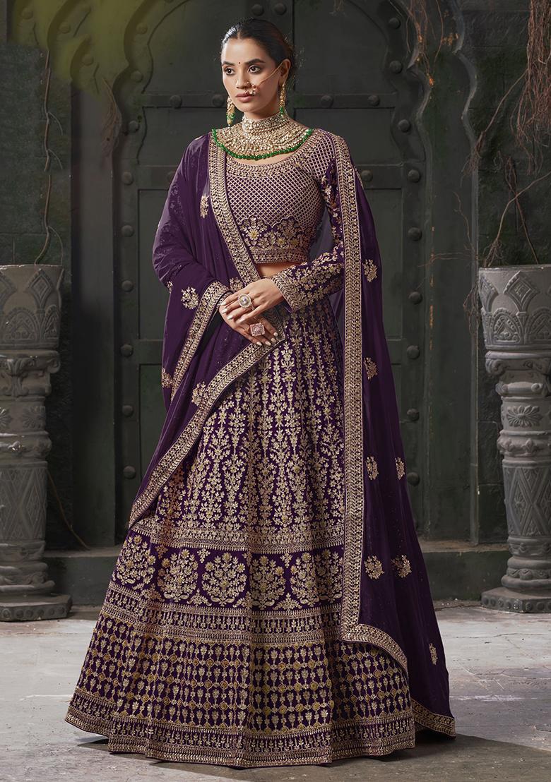 Purple Zarkan Georgette Lehenga Set