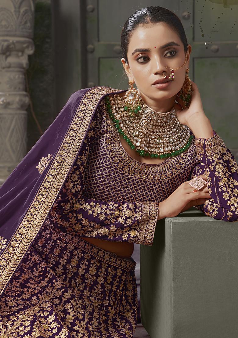 Purple Zarkan Georgette Lehenga Set