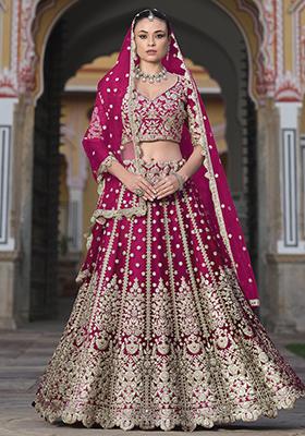 Pink Embroidered Net Lehenga Set