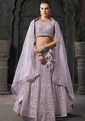 Lavender Zarkan Net Lehenga Set