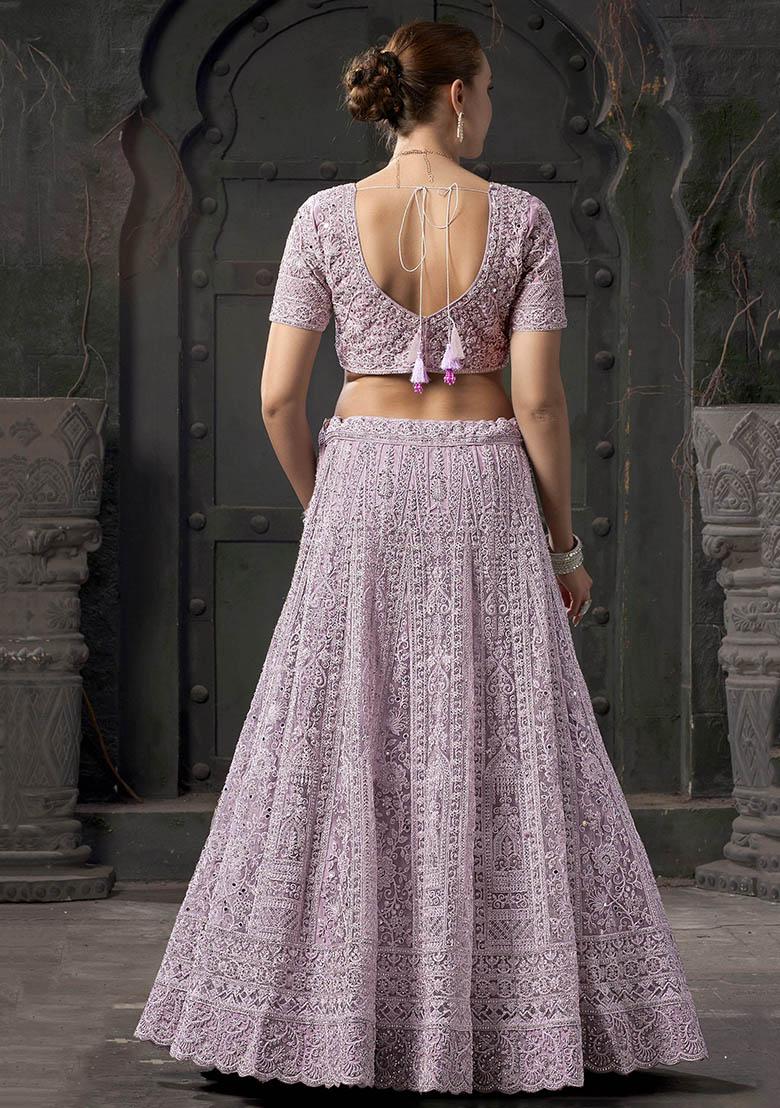 Lavender Zarkan Net Lehenga Set
