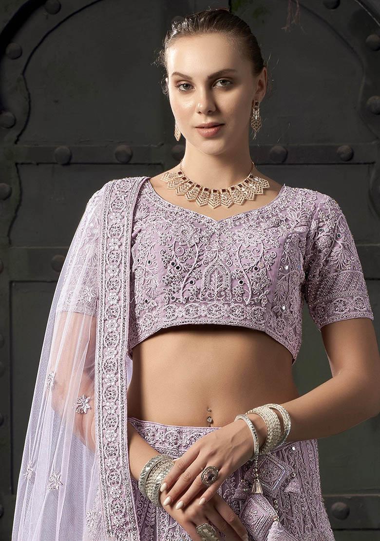 Lavender Zarkan Net Lehenga Set