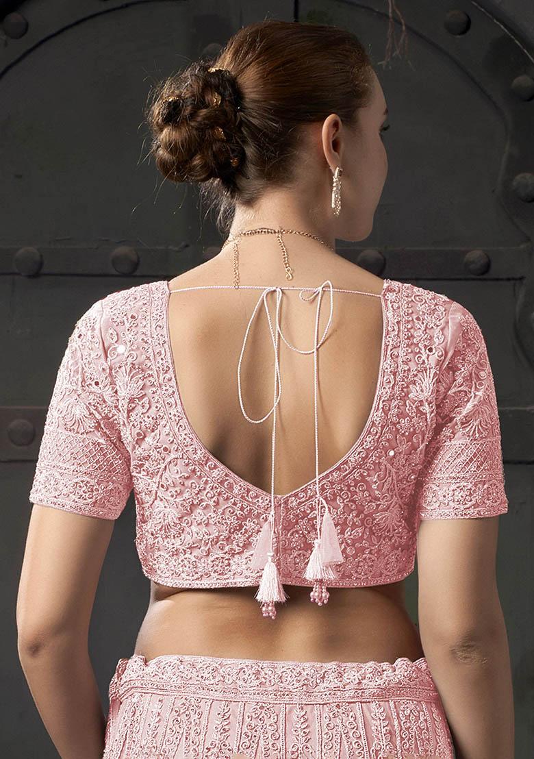 Pink Zarkan Net Lehenga Set