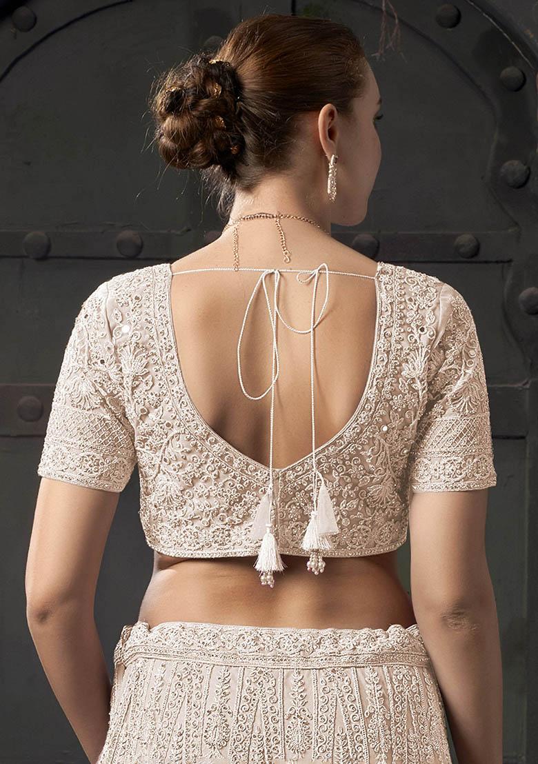 Cream Zarkan Net Lehenga Set