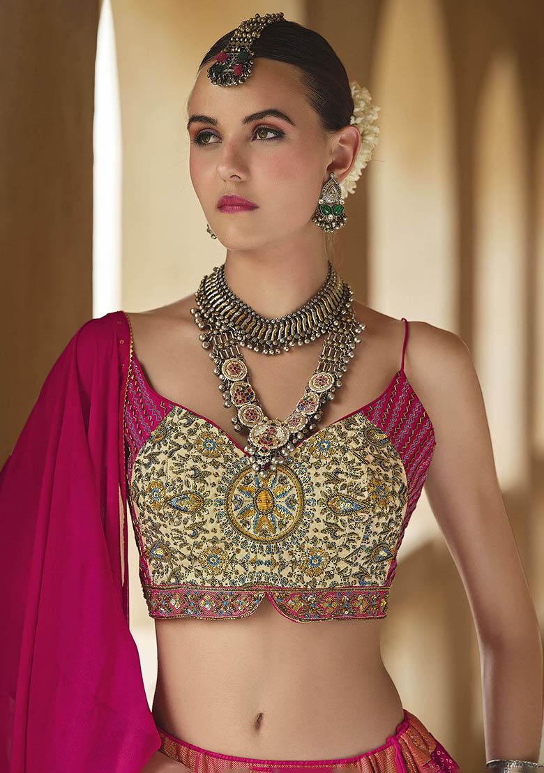 Pink Bandhani Print Silk Lehenga Set