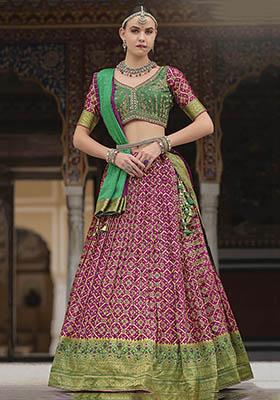 Purple Zari Weaving Silk Lehenga Set