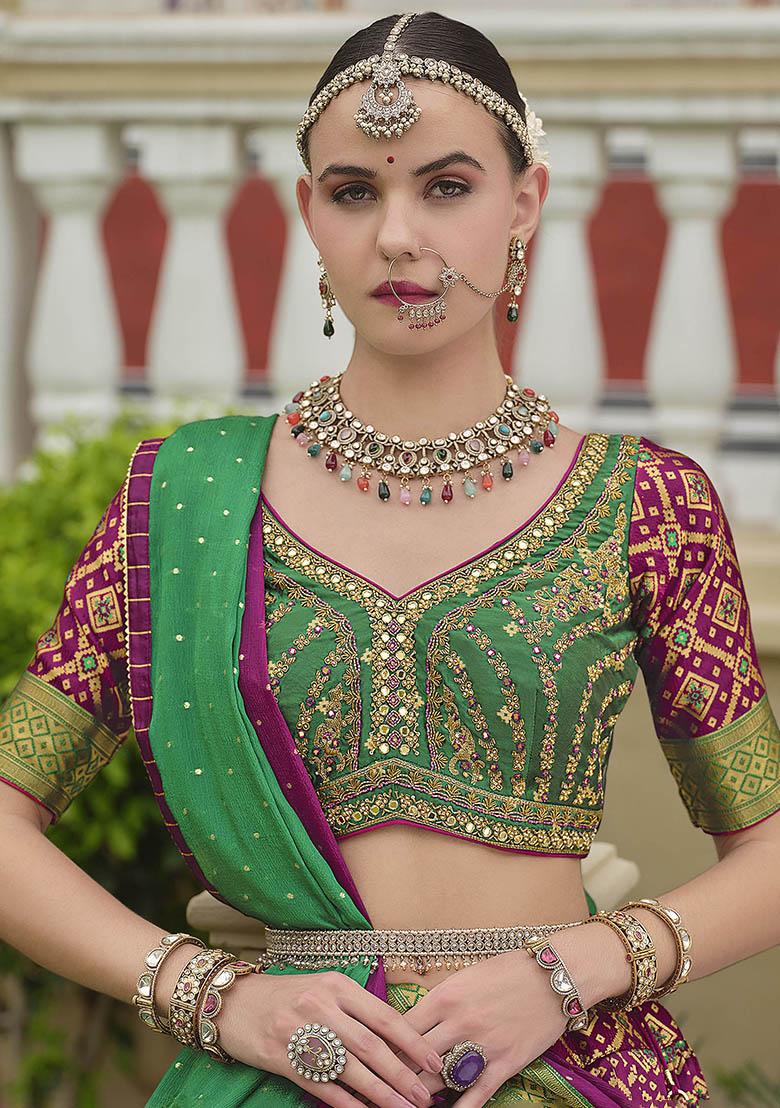 Purple Zari Weaving Silk Lehenga Set