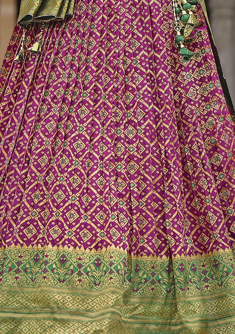 Purple Zari Weaving Silk Lehenga Set
