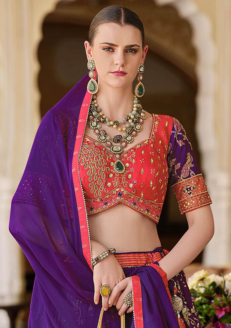 Green Zari Weaving Silk Lehenga Set