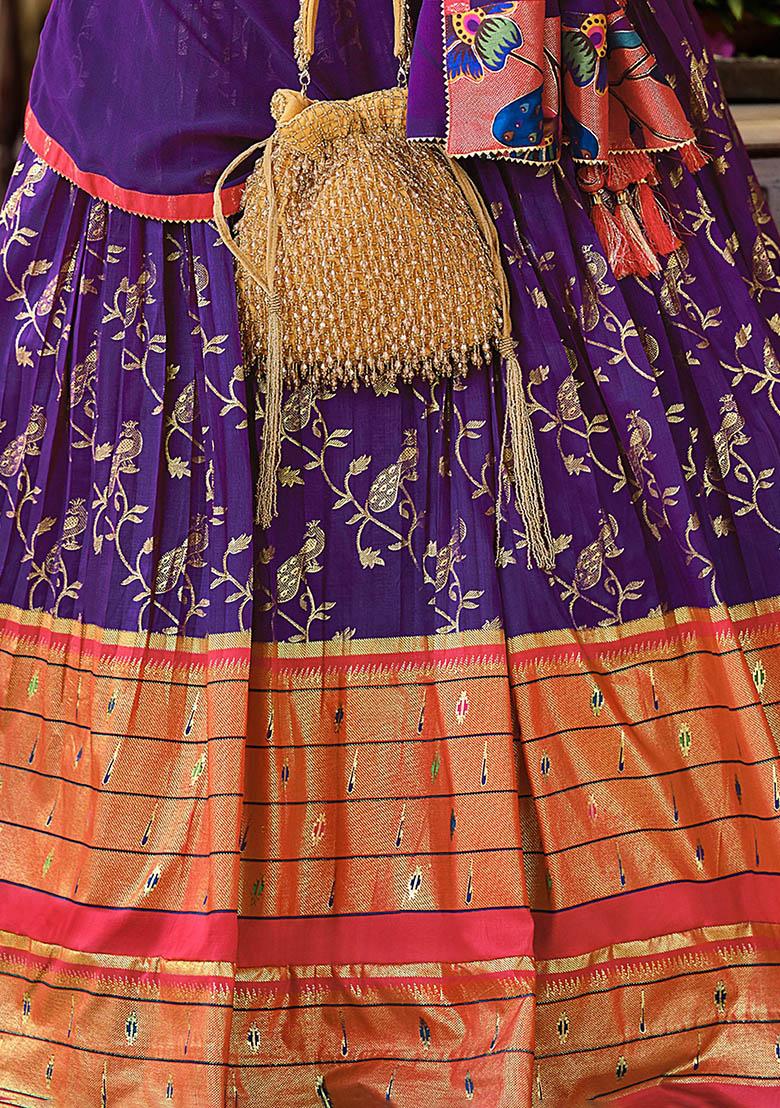 Green Zari Weaving Silk Lehenga Set