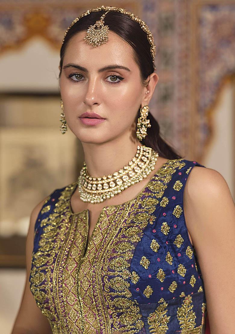 Pink Printed Silk Lehenga Set