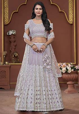 Lavender Zarkan Net Lehenga Set