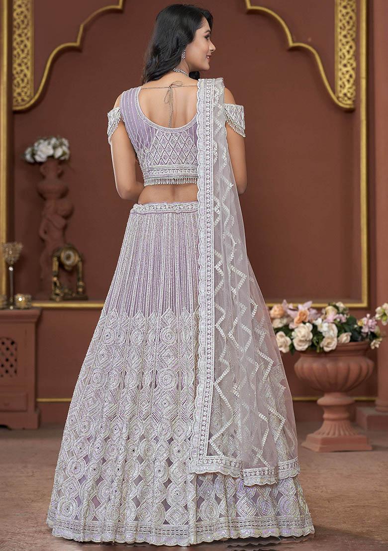 Lavender Zarkan Net Lehenga Set