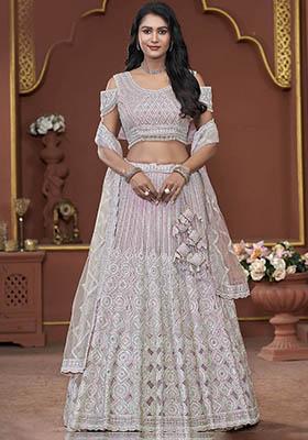 Pink Zarkan Net Lehenga Set