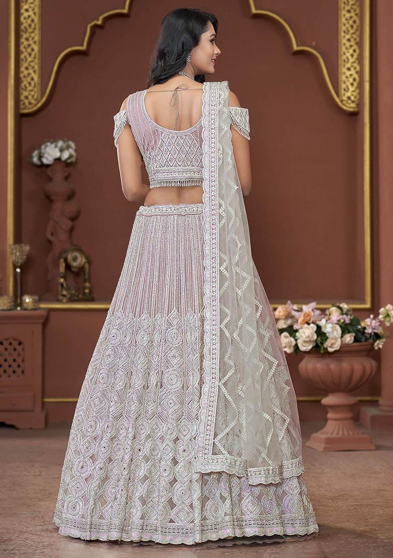 Pink Zarkan Net Lehenga Set