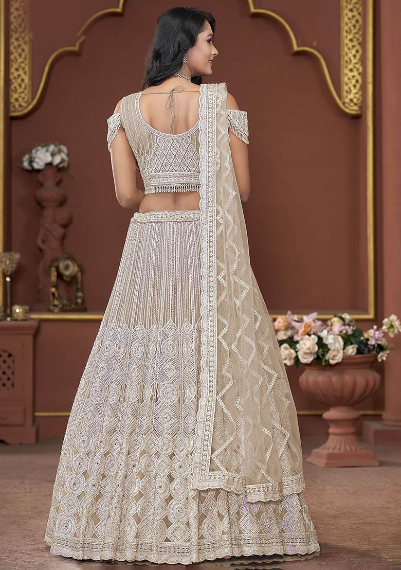 Beige Zarkan Net Lehenga Set