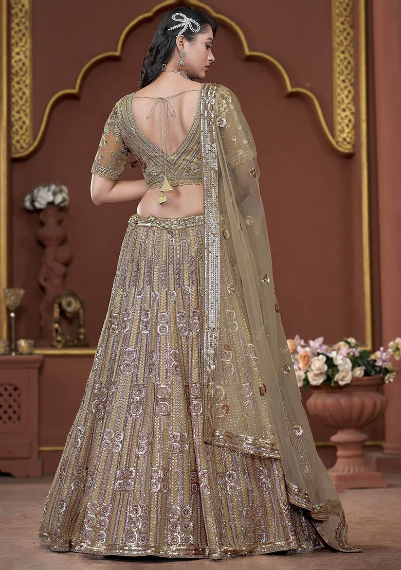 Beige Zarkan Net Lehenga Set