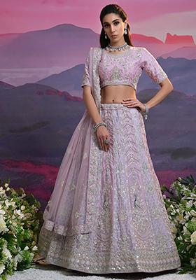 Lavender Sequin Embroidered Georgette Lehenga Set