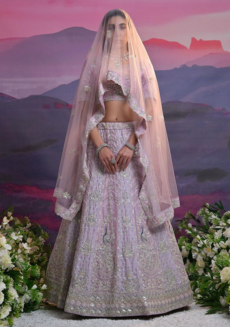 Lavender Sequin Embroidered Georgette Lehenga Set