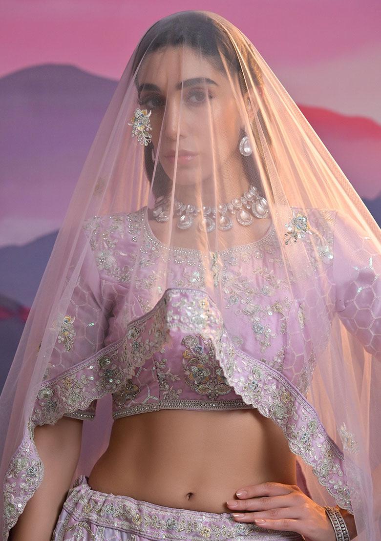 Lavender Sequin Embroidered Georgette Lehenga Set