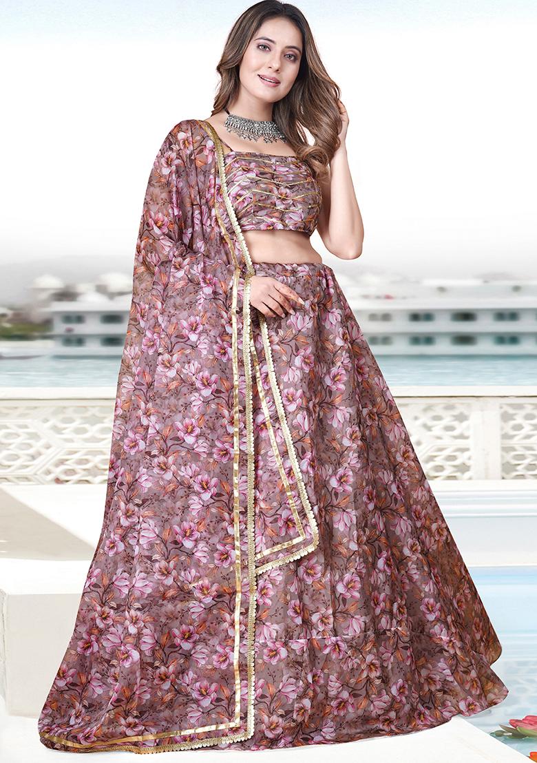 Multi Embroidered Organza Lehenga Set