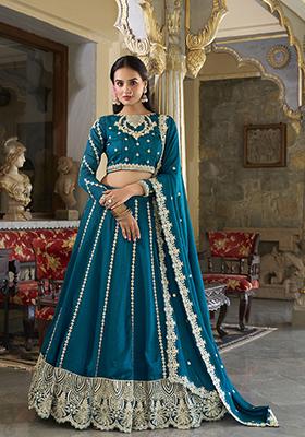 Yellow Embroidered Silk Lehenga Set