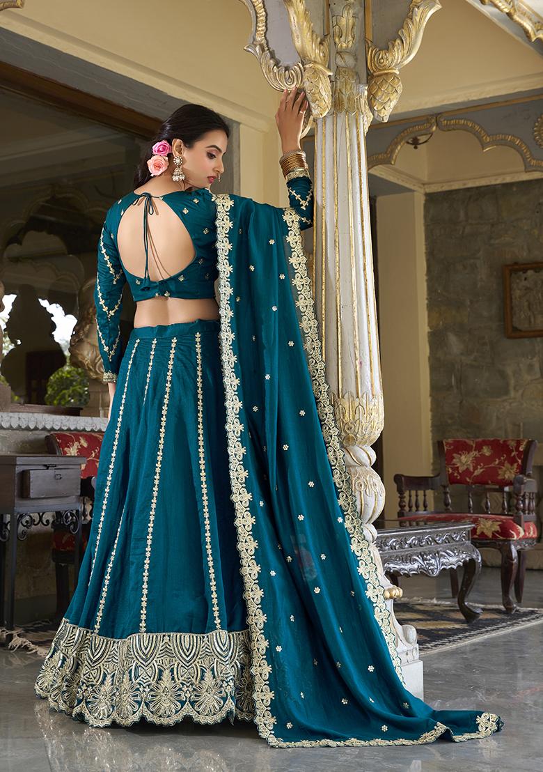 Yellow Embroidered Silk Lehenga Set