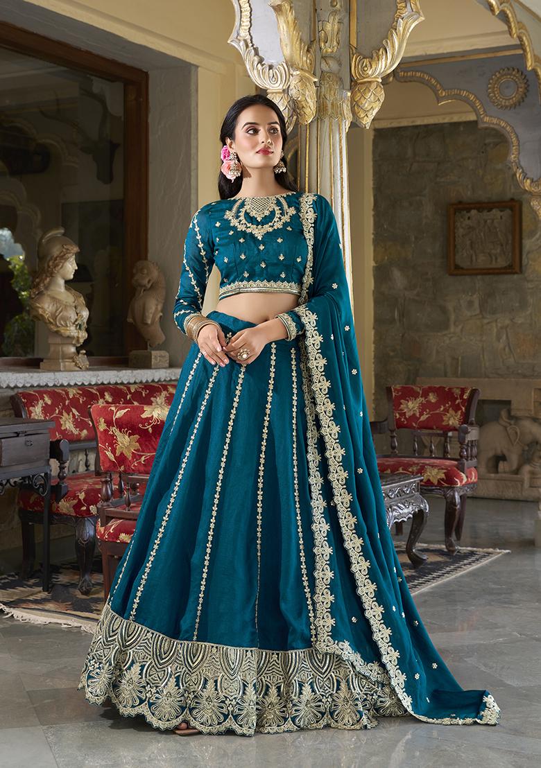 Yellow Embroidered Silk Lehenga Set