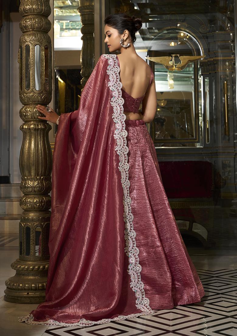 Cream Embroidered Cotton Lehenga Set