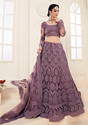 Lavender Embroidered Net Lehenga Set