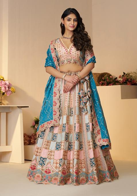 Multi Sequin Work Dola Silk Lehenga Set