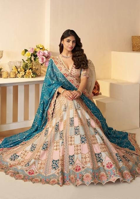 Multi Sequin Work Dola Silk Lehenga Set
