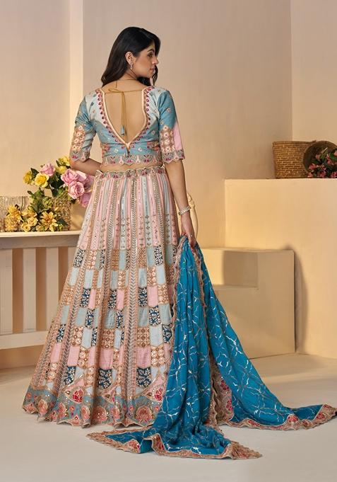 Multi Sequin Work Dola Silk Lehenga Set