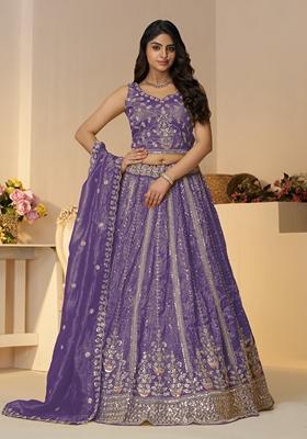 Purple Sequin Work Jimmy Choo Lehenga Set