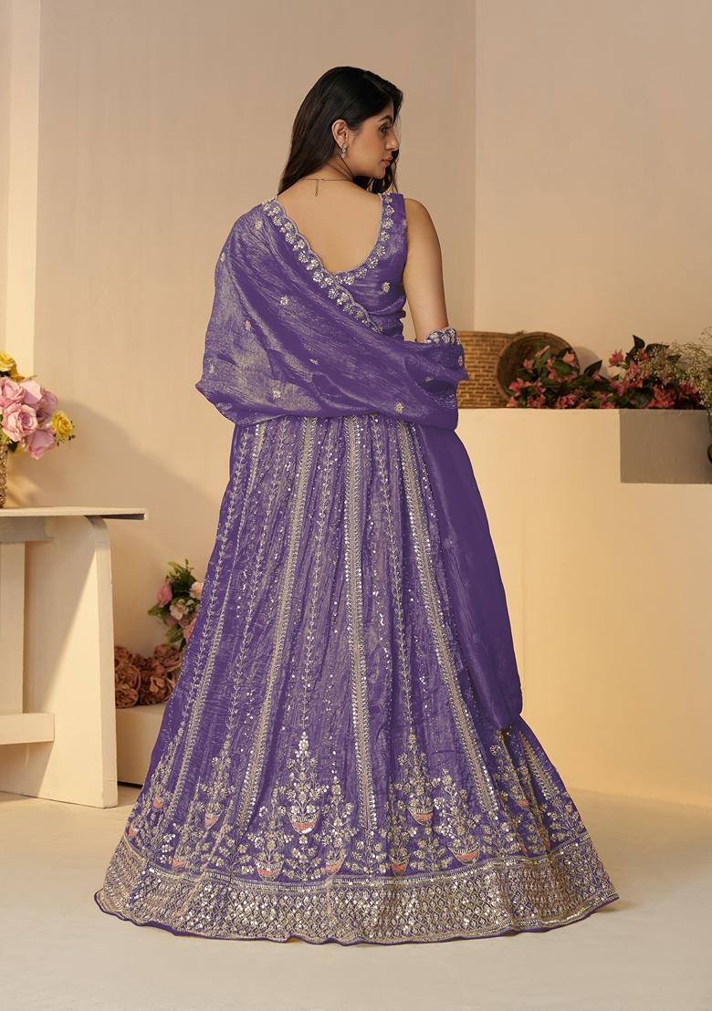 Purple Sequin Work Jimmy Choo Lehenga Set
