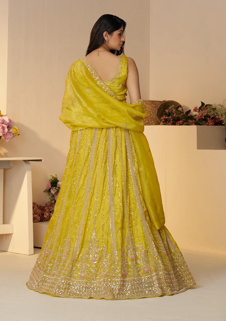 Yellow Sequin Work Jimmy Choo Lehenga Set