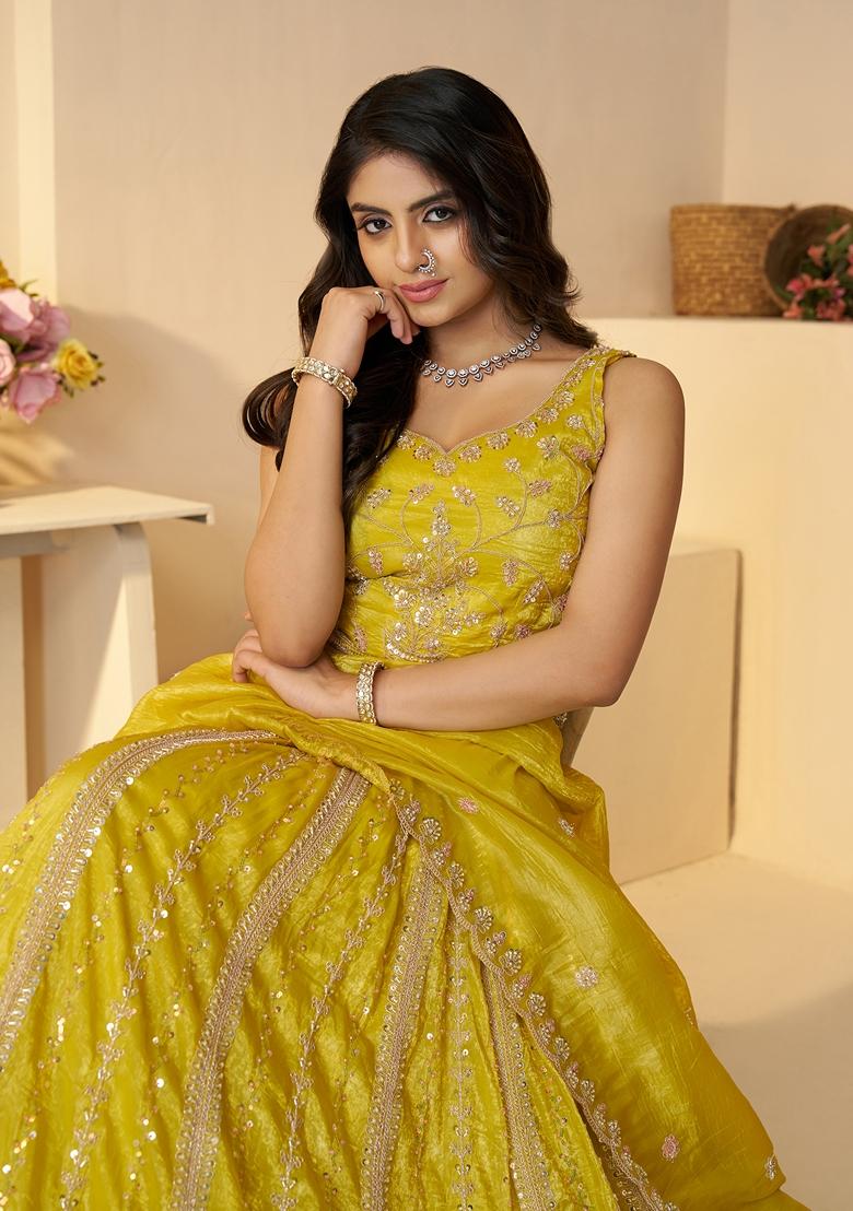 Yellow Sequin Work Jimmy Choo Lehenga Set