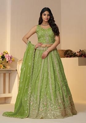 Green Sequin Work Jimmy Choo Lehenga Set