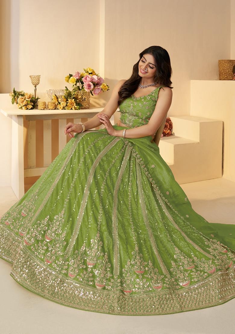 Green Sequin Work Jimmy Choo Lehenga Set