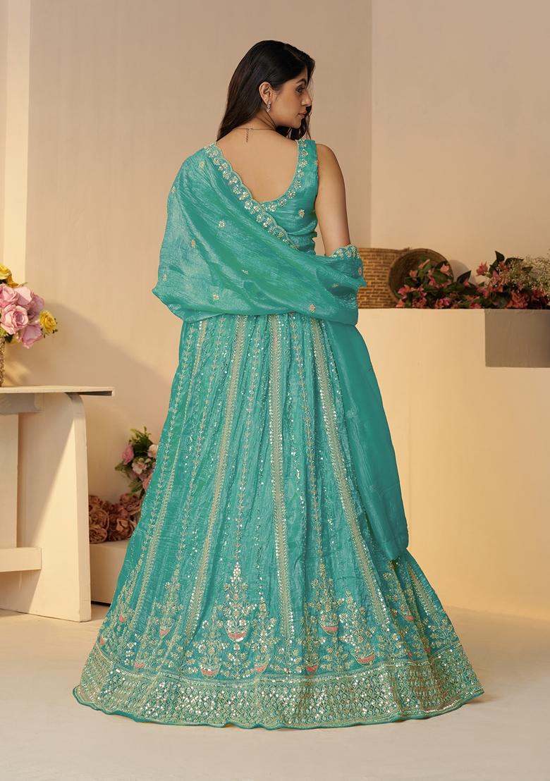 Sky Blue Sequin Work Jimmy Choo Lehenga Set