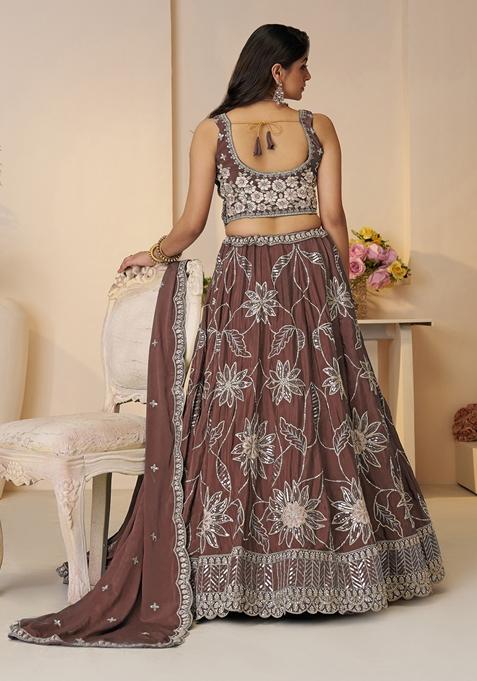 Onion Pink Sequin Work Silk Lehenga Set