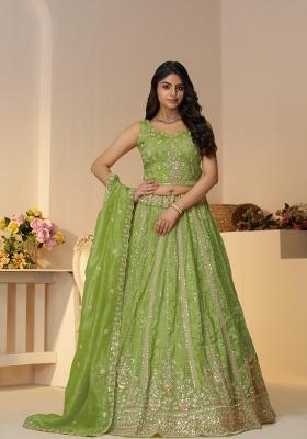Green Embroidered Jimmy Choo Bridal Lehenga Set With Dupatta