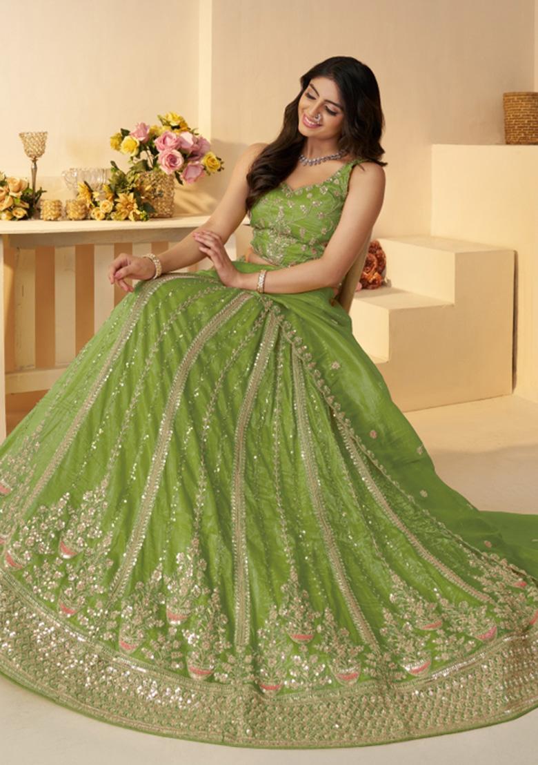 Green Embroidered Jimmy Choo Bridal Lehenga Set With Dupatta