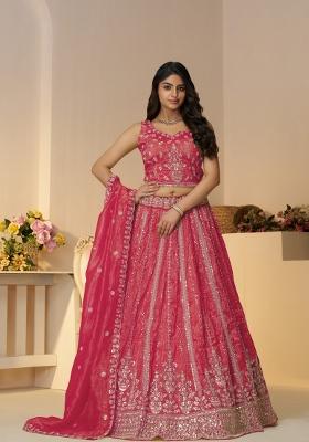 Pink Embroidered Jimmy Choo Wedding Lehenga Set With Dupatta