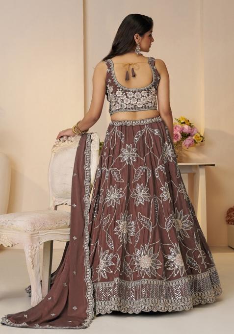 Onion Pink Embroidered Satin Silk Bridal Lehenga Set With Dupatta