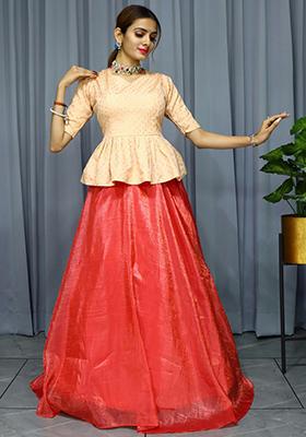 Gajri Pink Embroidered Silk Lehenga set