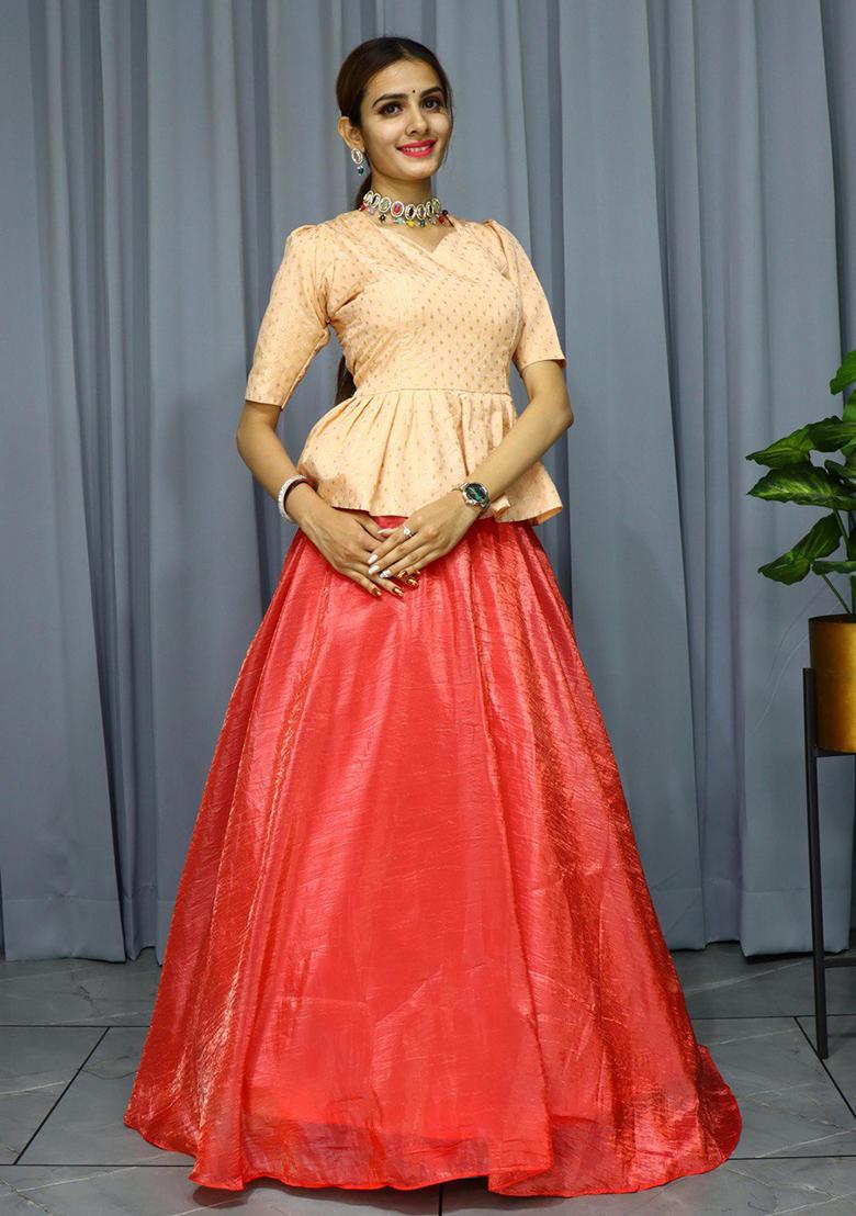 Gajri Pink Embroidered Silk Lehenga set